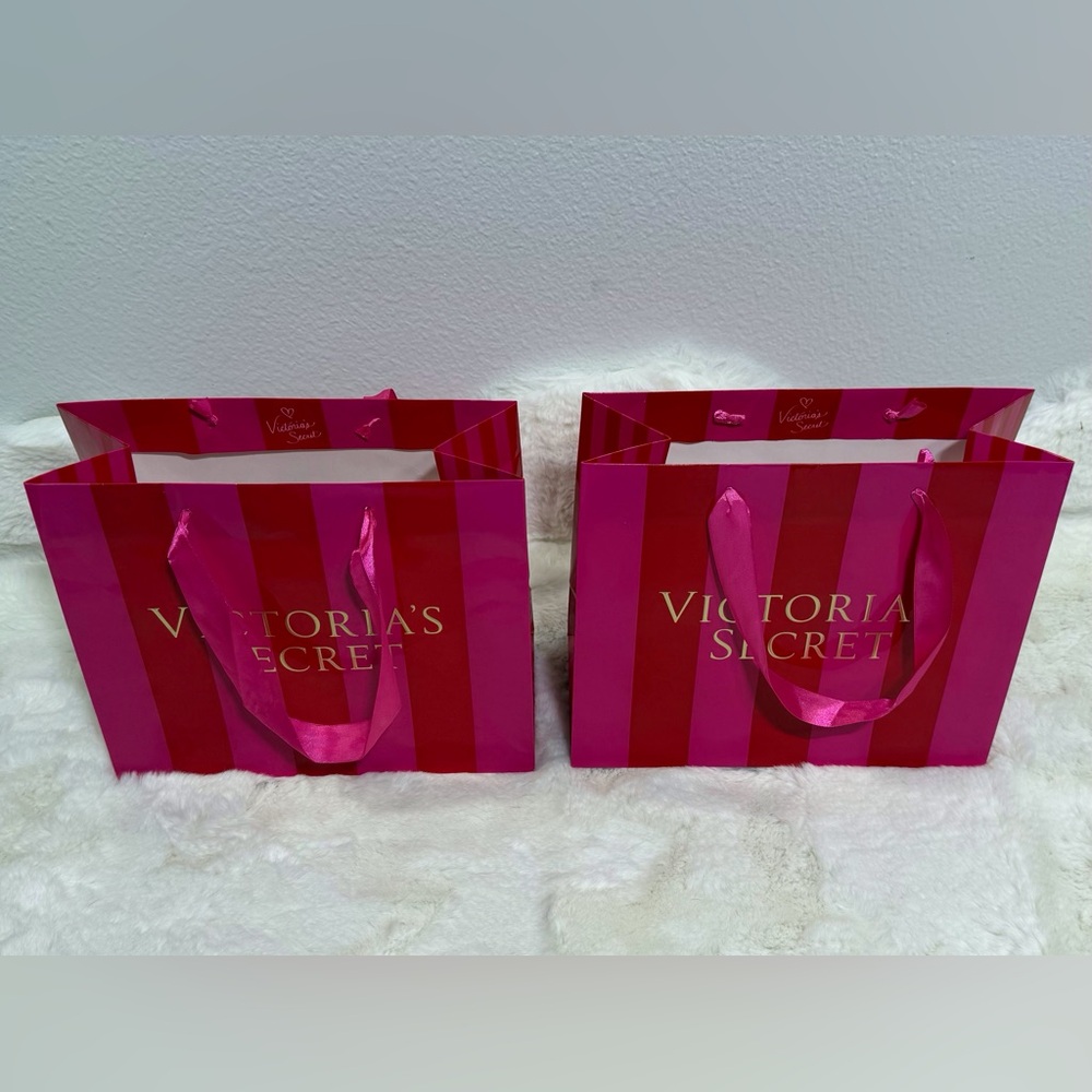 Victoria's Secret Pink Striped Gift Bag Medium Shopping Bags